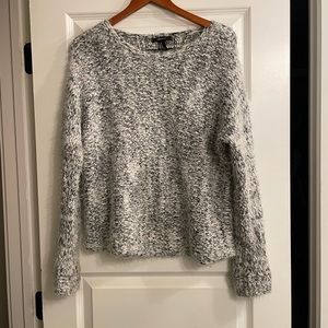 Forever 21 white and gray fuzzy sweater- M